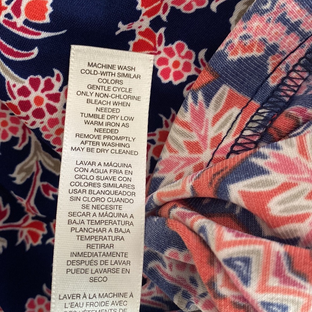 Chico’s Women Floral Geo Print Dress Size 3 - Front tassels Preowned - Picture 8 of 8